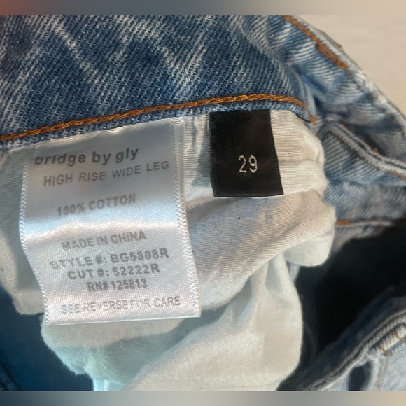 Bridge by gly High-Rise Light Blue Distressed Wide-Leg Jeans - Picture 6 of 6